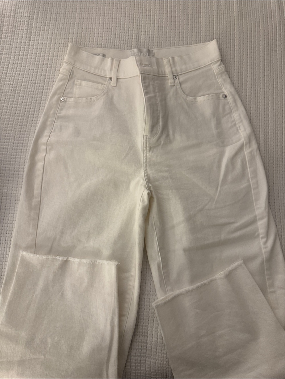 White House Black Market Cream High-Rise Wide Leg Jeans